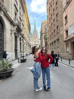 Avery with a friend in Barcelona